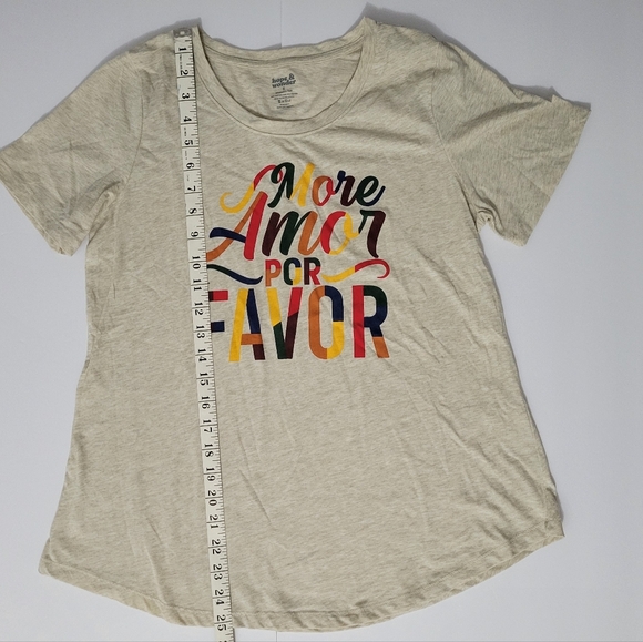 Hope & Wonder Cream Mpre Amor Por Favor Short Sleeve Graphic T Shirt - Picture 4 of 7